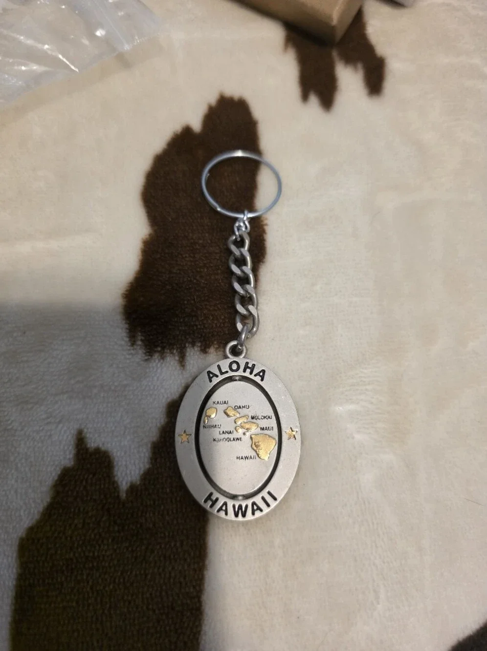 ALOHAS Silver Keychain with Gold Island Accents